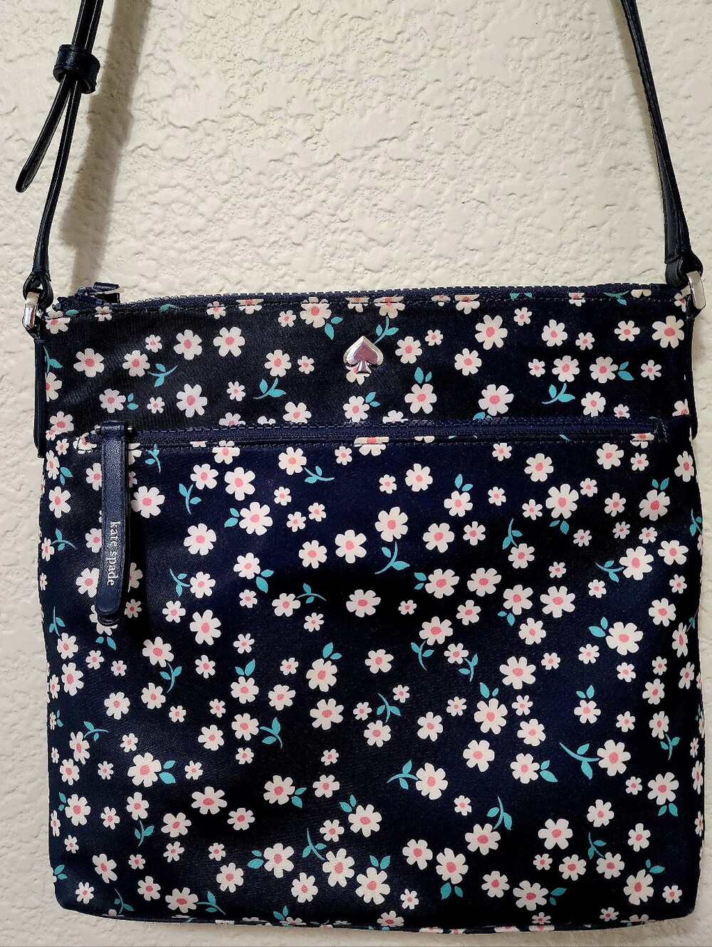 Kate Spade Jae Daisy Floral Nylon Flat Crossbody Navy